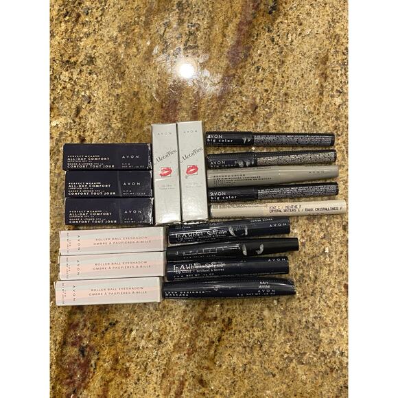 Avon Makeup Eyes Lip Gloss Lipstick Eyeshadow Eye Pencil Lot Of 17 NEW